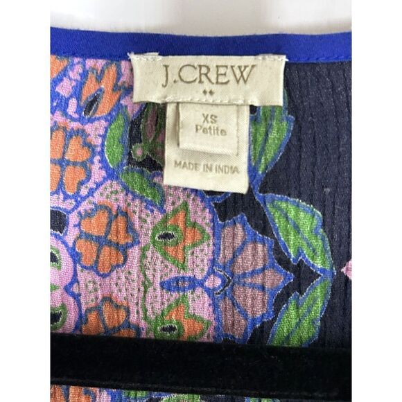 J.Crew Factory Tissue Tunic Floral Print Blouse Size XS Blue Pink Orange - Picture 3 of 3